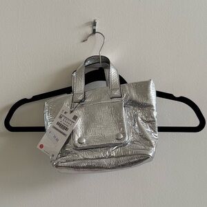 NWT Zara Metallic Silver Mini Tote Bag